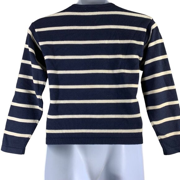 Christian Dior Sz Small Sweater Striped Blue White Long Sleeved Lambswool Blend - Picture 2 of 5